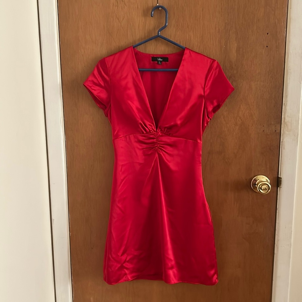 Lulu’s Short and Silky Bright Red Dress